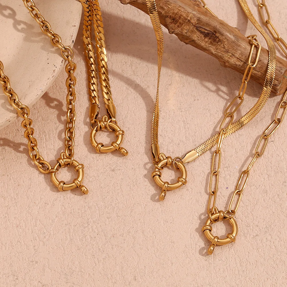 316l Stainless Steel Jewelry 18k Gold Necklace Geometry Women Fashion Pendant Necklaces