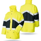 Yellow Jacket Customized Hi Vis Yellow Blue Reflective Winter Pilot Bomber Safety Work Jacket