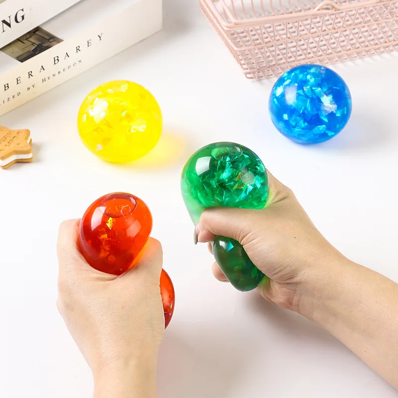 Tpr Sequin Rainbow Sensory Ball Toy Squeeze Water Ball Fidget Toy For ...