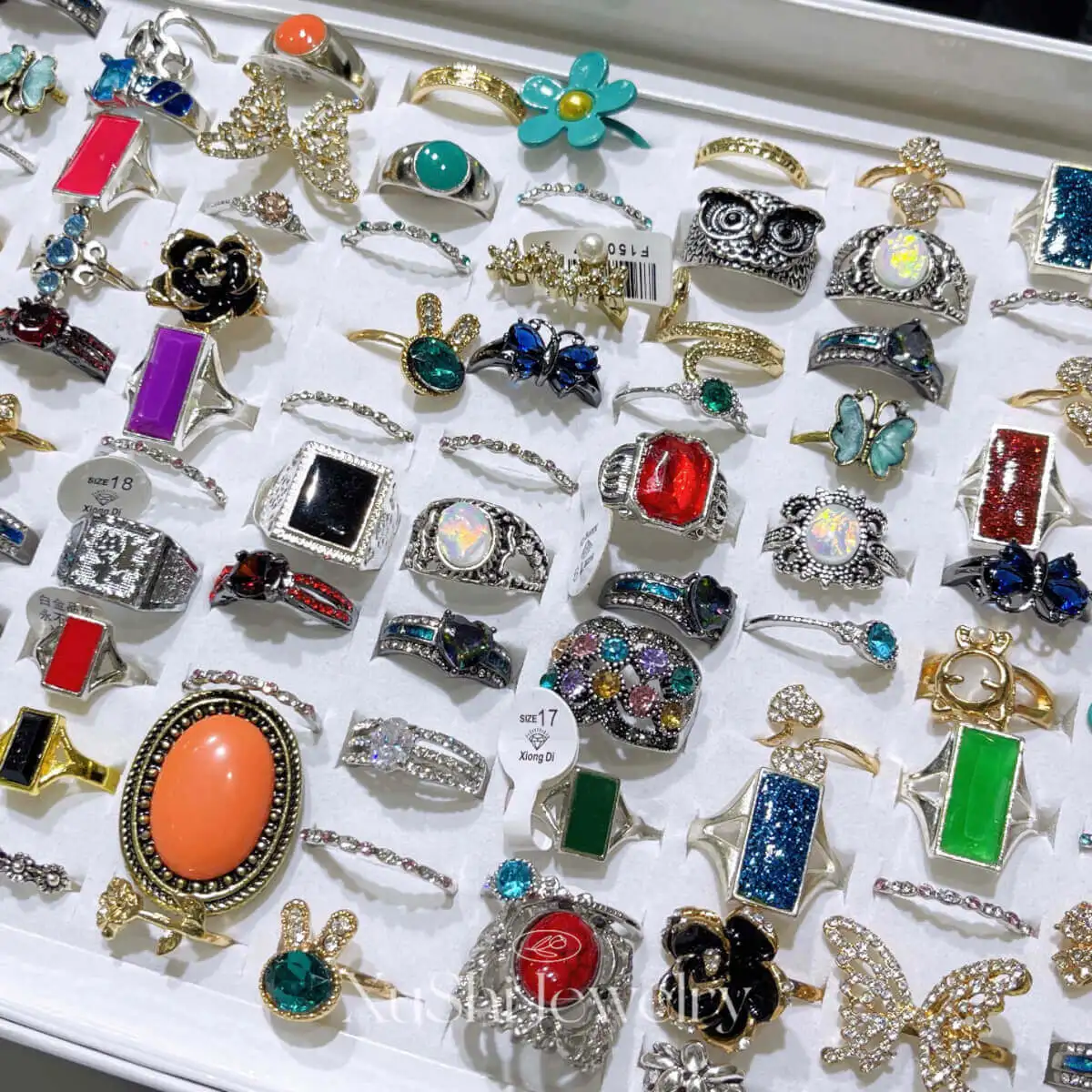 100-150 Pcs 1kg Wholesale Factory Price Diamond Zircon Fashion Rings  Jewelry Women Men