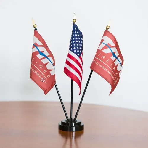 Custom Miniature Stick Flag With Pointed Plastic Wood Aluminium Pole Customized Hand Held Mini Flags