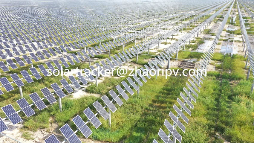 Плоская одноосная солнечная система слежения с наклонным солнечным модулем, длинная одноосная солнечная система слежения