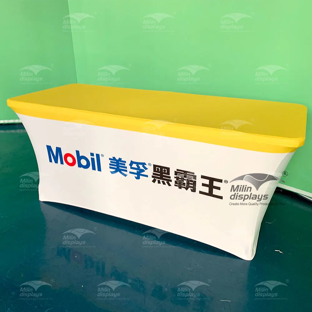 6ft Rectangular Fitted  Stretch Fabric Table Covers Custom Top Table Wrap Cloth With Logo