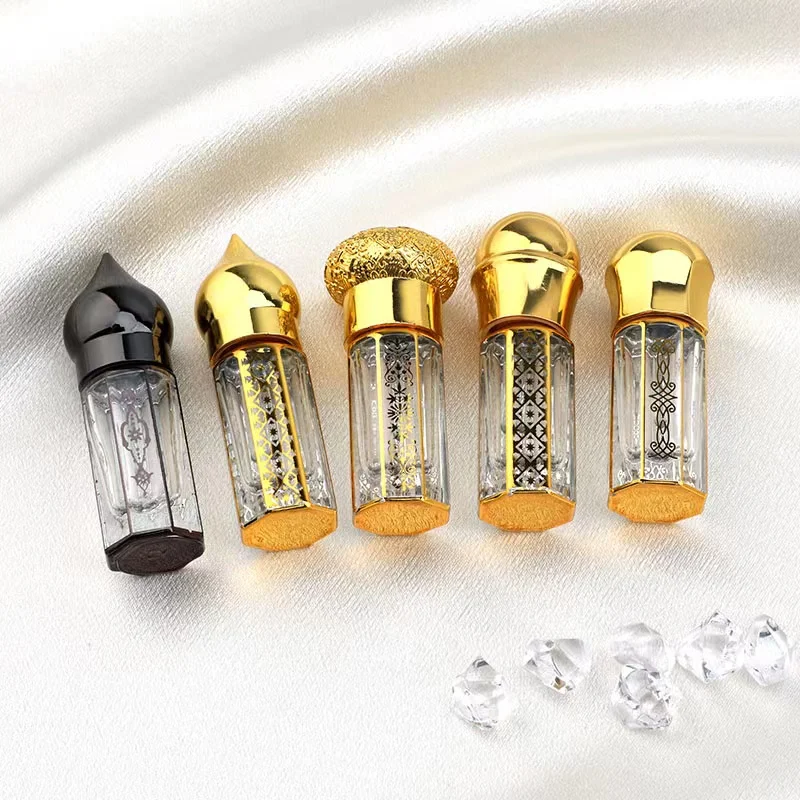 3 ml 6ml 12ml Perfume Bottle Luxury Engraved Oil Bottle Dropper Hot Stamping Glass Luxury Perfume Crystal Bottle New Design