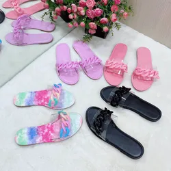 2021 Wholesale Fashion Designer Chain Female Summer Beach Sandals for Women and Ladies Luxury Jelly Flat Shoes Sandals Slippers