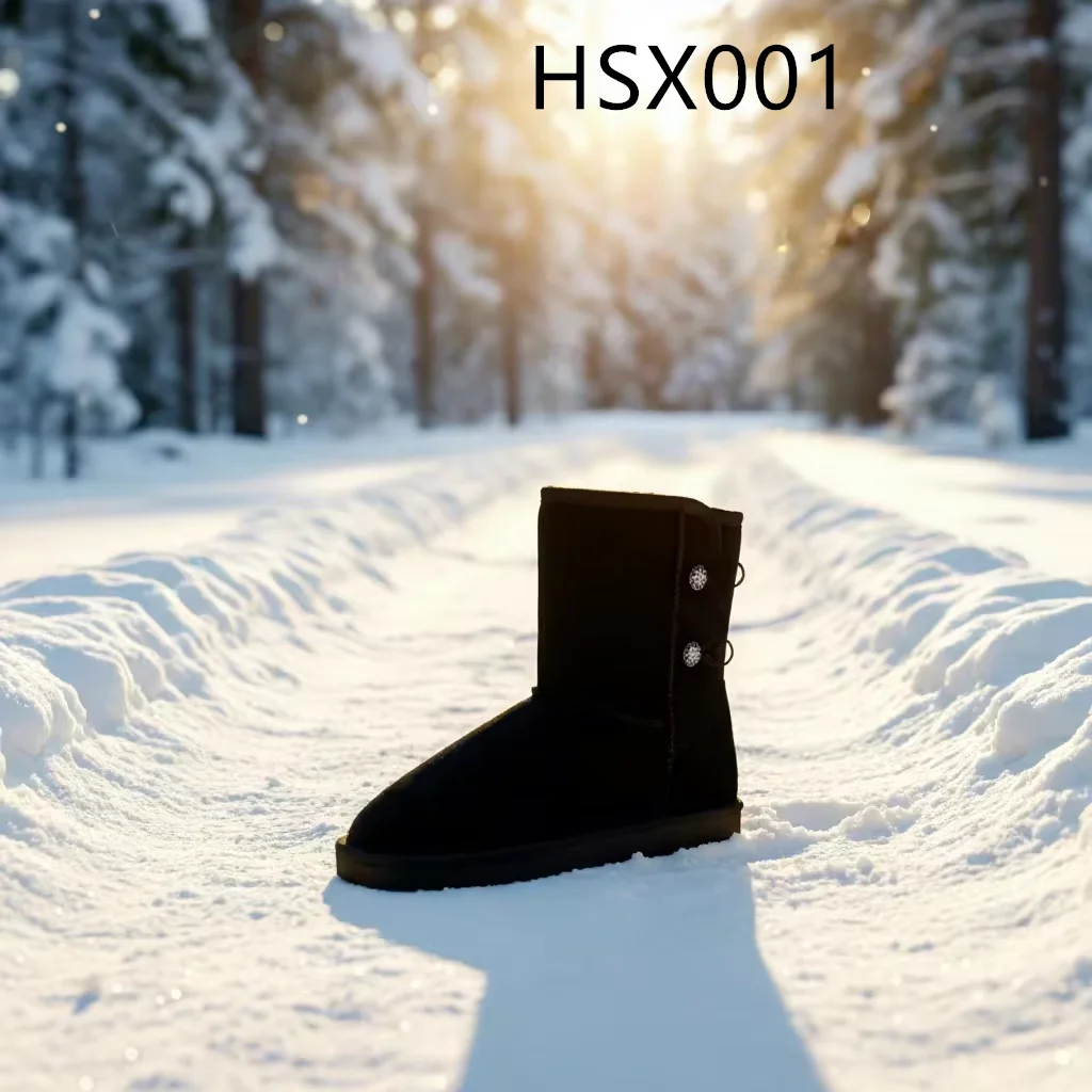 LXG,Scenery Viewing Quality Suede Leather Lady Snow Boots Nordic Countries Super Anti-slip TPR Outsole Women Winter Boots HSX001