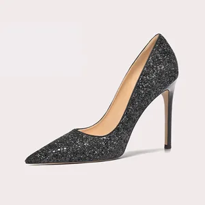 Wholesale Black High Heels Pointed Toe Women Stiletto Sexy Pumps Shoes Lady Fashion for Party Wedding