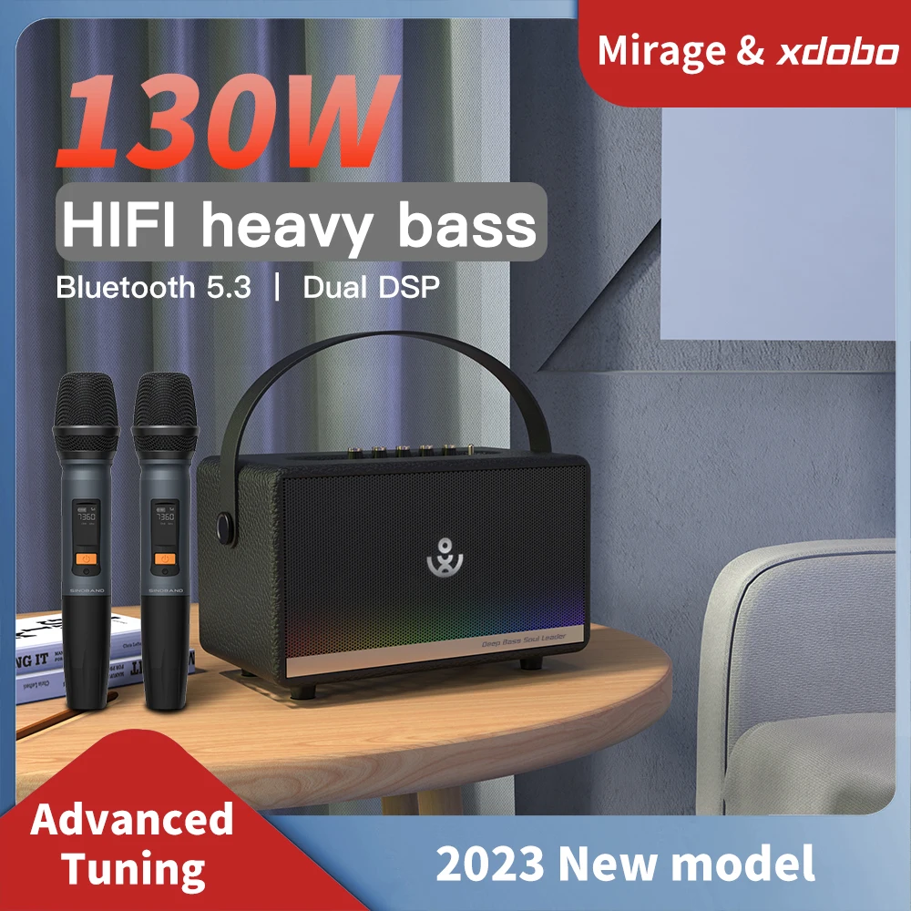 XDOBO Mirage 130W ポータブルワイヤレススピーカー、ライト付き 
