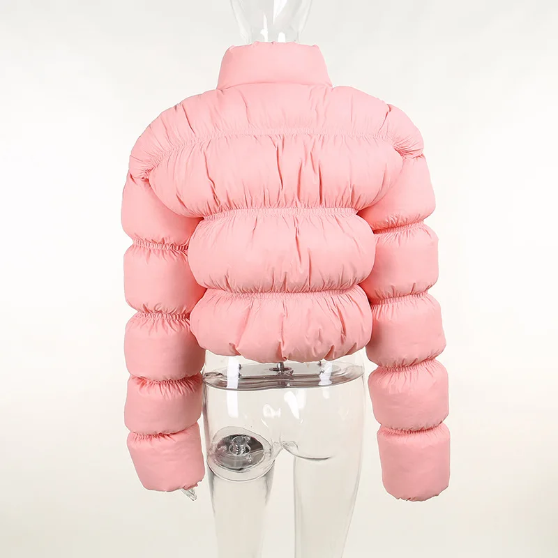 軽量で暖かい【 】Junction Cropped Puffer Women Fashion Pink Cropped Puffer Jacket - Winter Coat