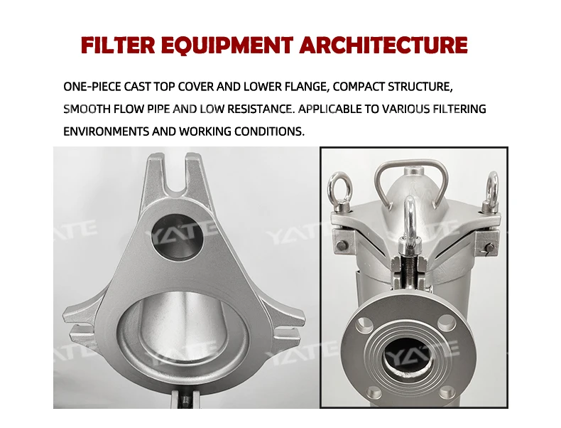 Stainless Steel 304/316 Bag Filter Housing with 0.1 Micron Precision 500L/Hour Flow Rate and 0.6Mpa Working Pressure