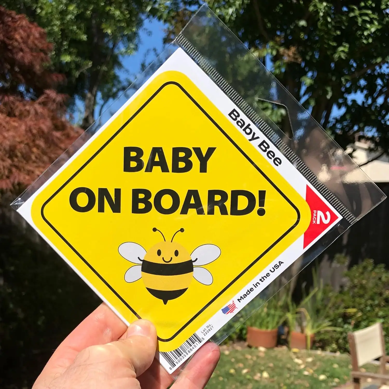 Panneau "Baby On Board" Pour Voiture - 14x14 Cm, Ventouse, Haute Visibilité, Fabriqué Au Royaume-Uni