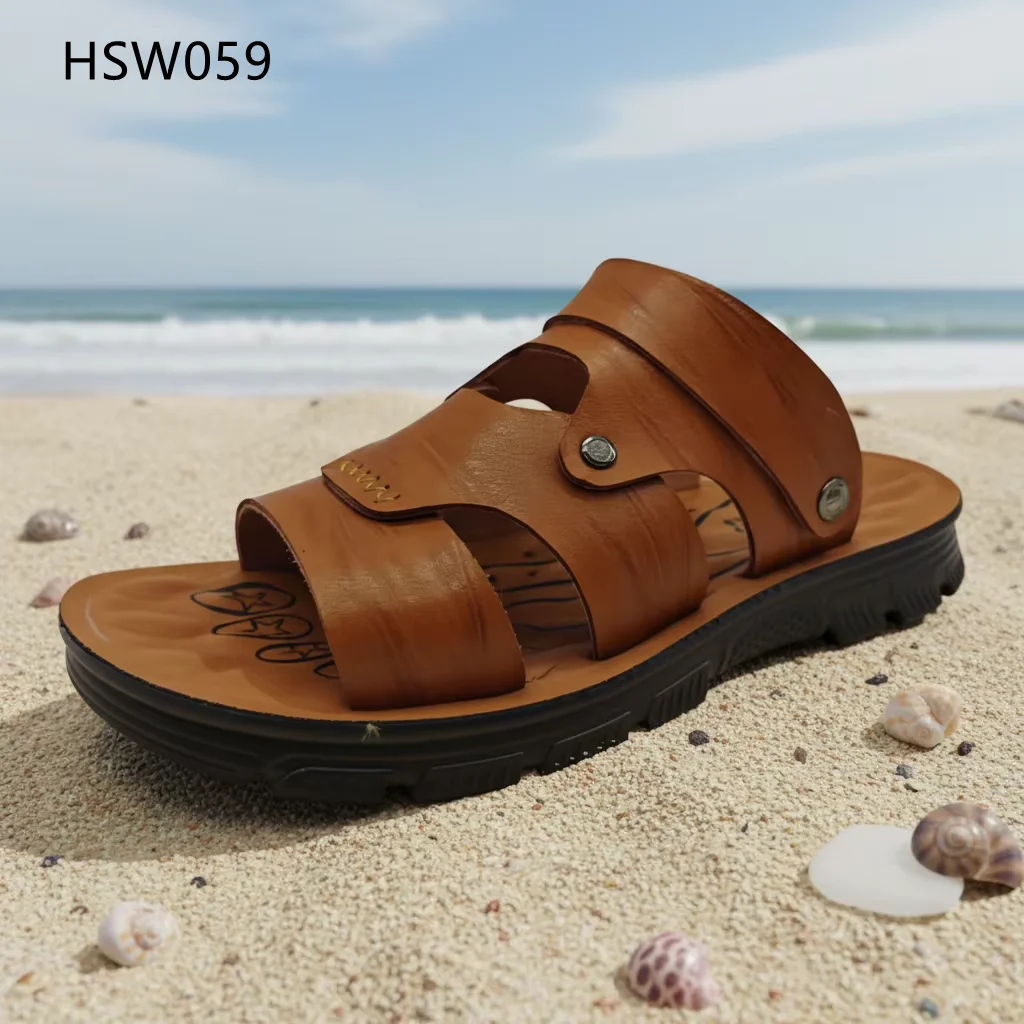 HY,foot Massage Summer Not Grind Foot PU Material Men Fashion Sandals Big Size Available Safety Buckle Strap Sandal HSW059