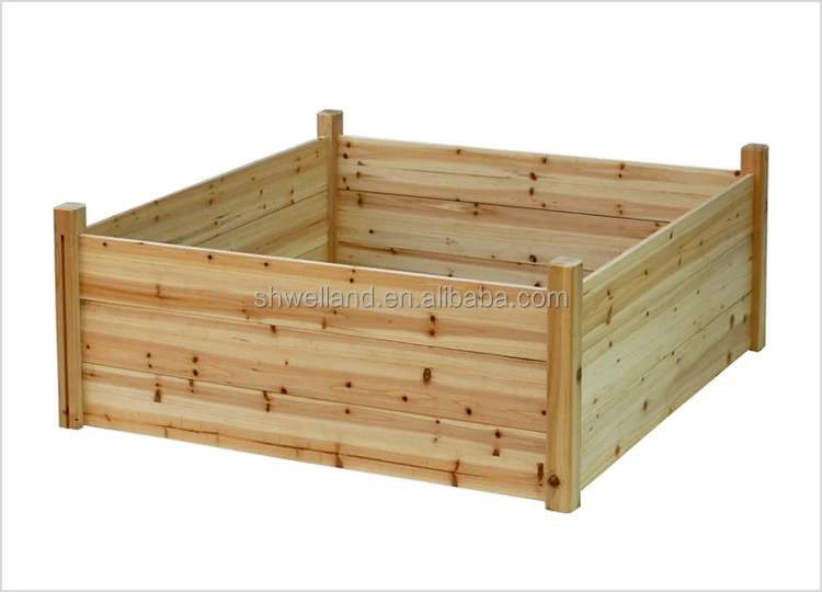 4ftx4ft Wooden Raised Garden Bed Cedar Wood Natural With Climbing