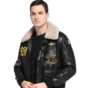 2023 Black Italian Cowhide Natural Washed Leather Mens Jacket Winter With Fur Collar