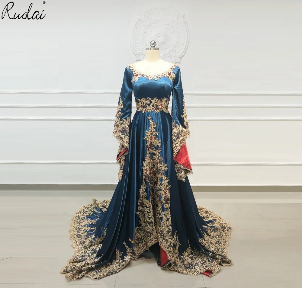 Beaded Arabic Evening Dresses Long Formal Dresses Velvet Womens Evenin –  Simplepromdress
