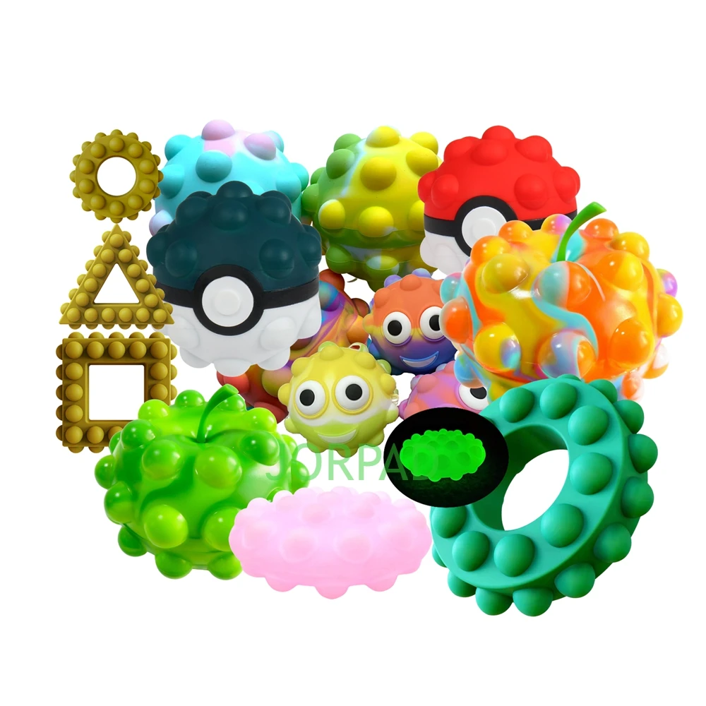 2022 силиконовые нажимные Пузырьковые шарики светящиеся мини-мягкие игрушки ДНК-шарики Радужный 3D фиджет-шар