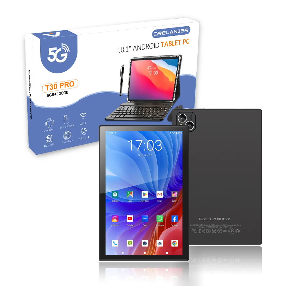 CRELANDER Android Tablet IP55 防水 約630g CRELANDER 10.1 Inch Android 15 Tablet, Quad-Core T310, 4GB