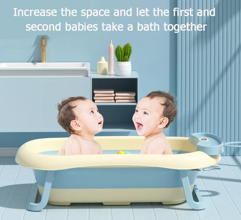 Newborn Baby Bathtub With Thermometer Easy Storage Portable Plastic