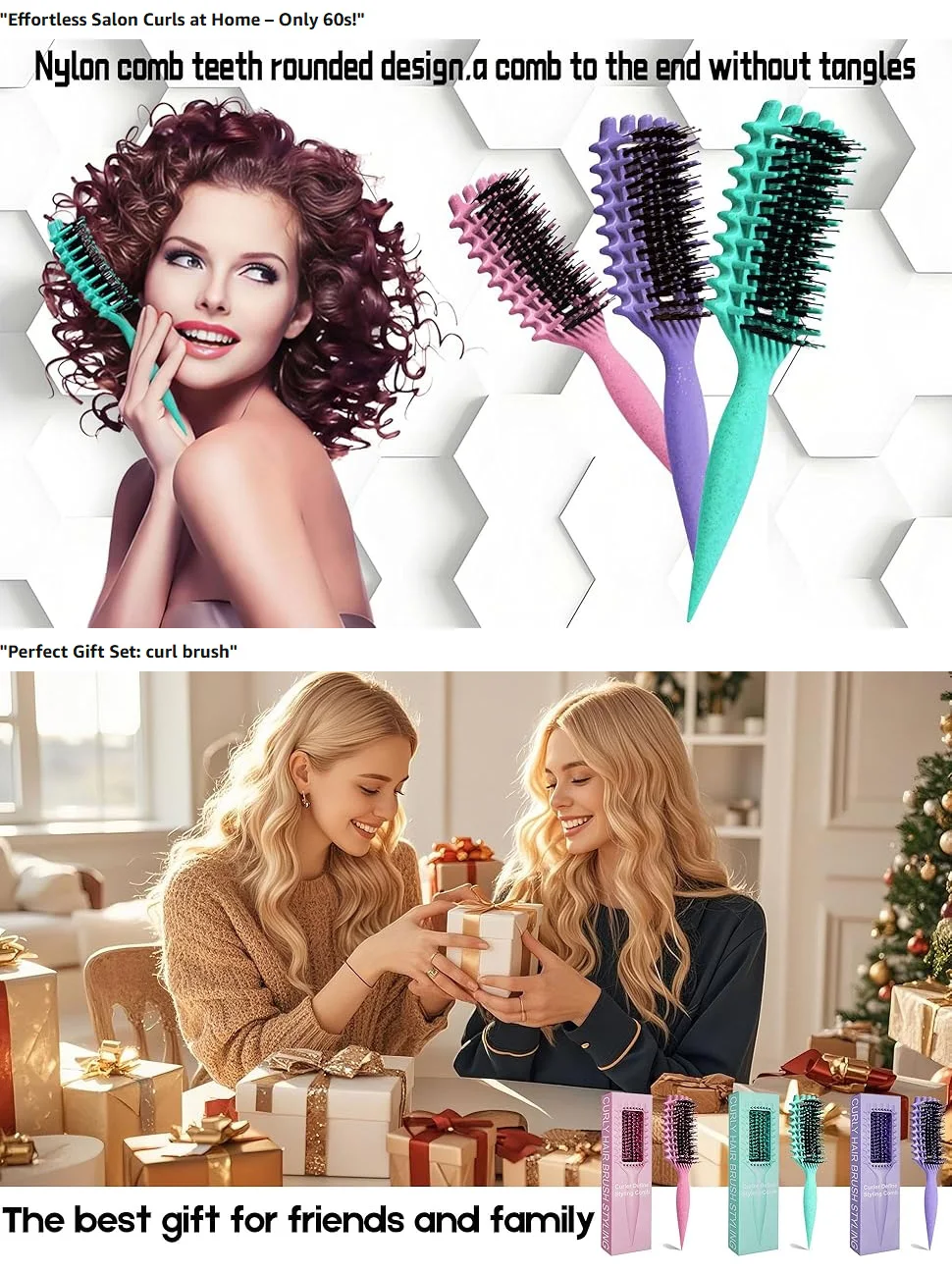 Curly Hair Brush Candybrush Curl Defining Brush for Detangling Shaping and Defining Curls for Women, Men, Wet & Dry Hair