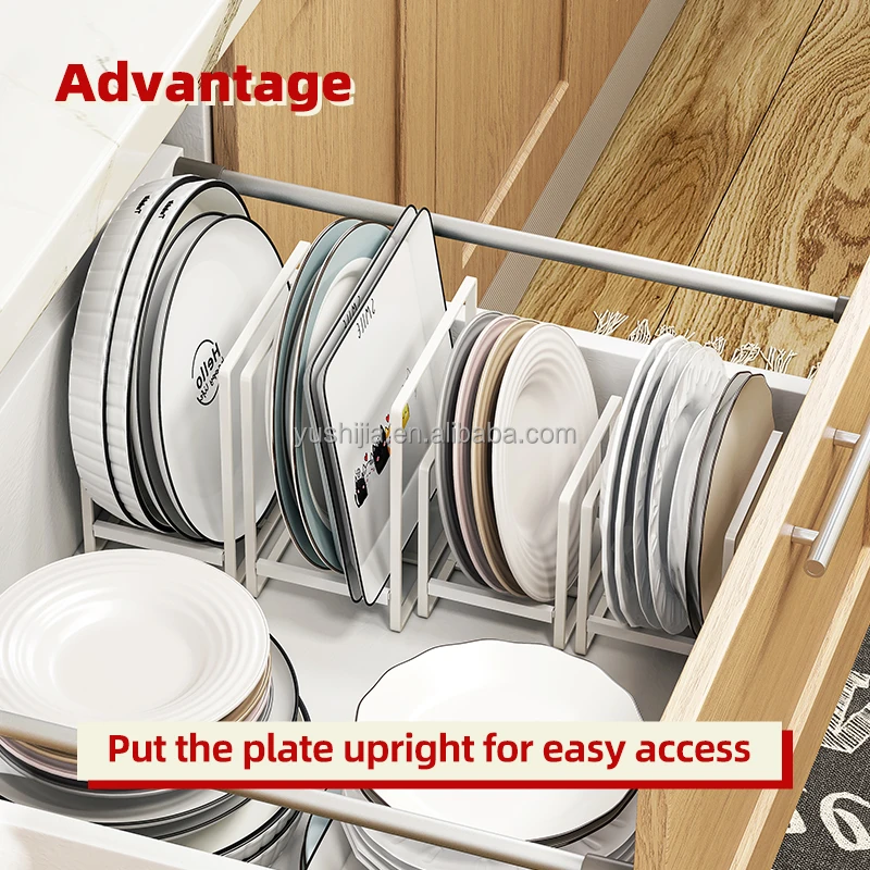 New Upgrade High Quality Space Saving White Steel Dish and Bowl Storage Rack for Kitchen Cabinet or Counter Top