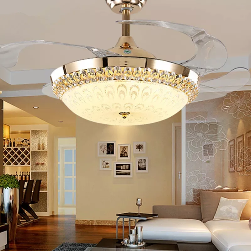 Led ceiling fan with light crystal fan light with remote led fan light