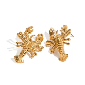Stainless Steel Animal Shape Stud Earrings Unique 18K Gold Plated Design Waterproof Lobster Claw Earrings Trendy Style