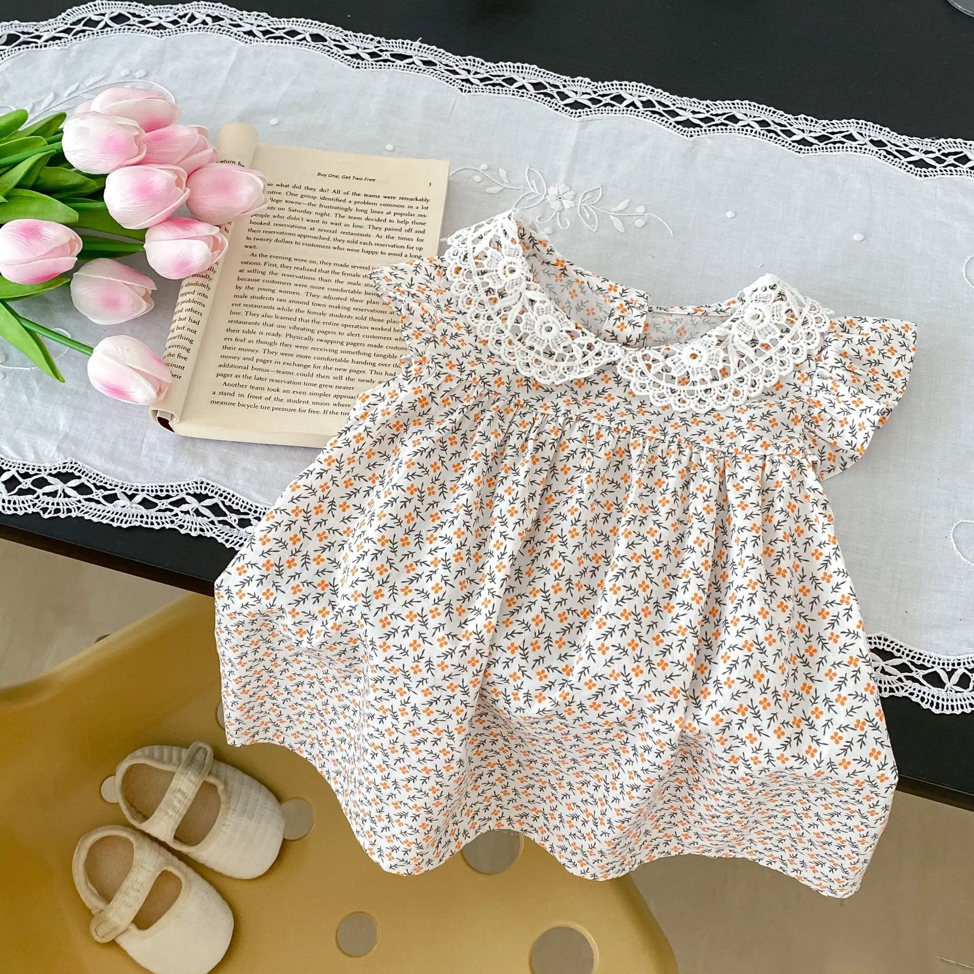 newborn cute dresses SHEIN Cute Newborn Baby Girl Dresses,Baby Pink Bunny Print Spliced Lace Short Sleeve Dress,Summer Christening Gown,Baby Shower Photoshoot Outfit 0-12months