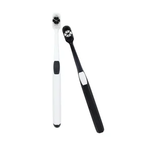 Wholesale Wide Head Adult Toothbrush Couple Classic Black and White Premium Tooth Brush with Private Label Custom