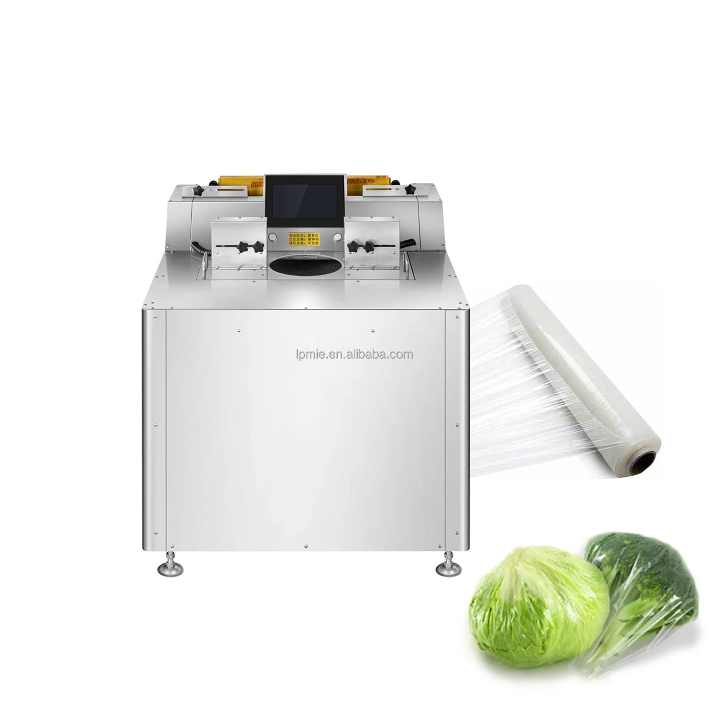 304 Stainless Tabletop Semi-automatic Stretch Film Packing Machine in Supermarket Mall for Vegetables Fruits Fresh Food Eggs