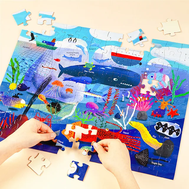 High Quality Kids Custom 100 Pieces Puzzle Maker Diy Jigsaw Puzzle Board Educational Dinosaur Toddler Puzzles