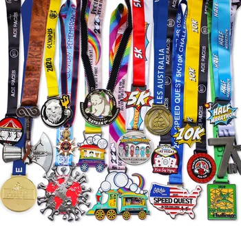 manufacturers design custom color half marathon 5k 10k 21k fun run runner race finisher sports metal award gold medal
