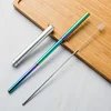 Boîtier argenté + Paille arc-en-ciel