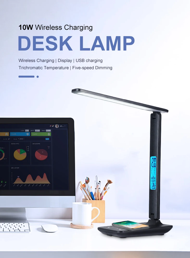 product hot selling usb led desk lamp with wireless charger touch lamp smart home lights-43