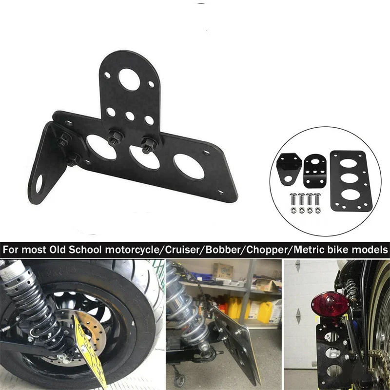 Montage Latéral Plaque Moto Support Plaque Immatriculation Latéral Moto - Montage Essieu 20mm - Pour Cruiser Bobber Support Feu Arrière