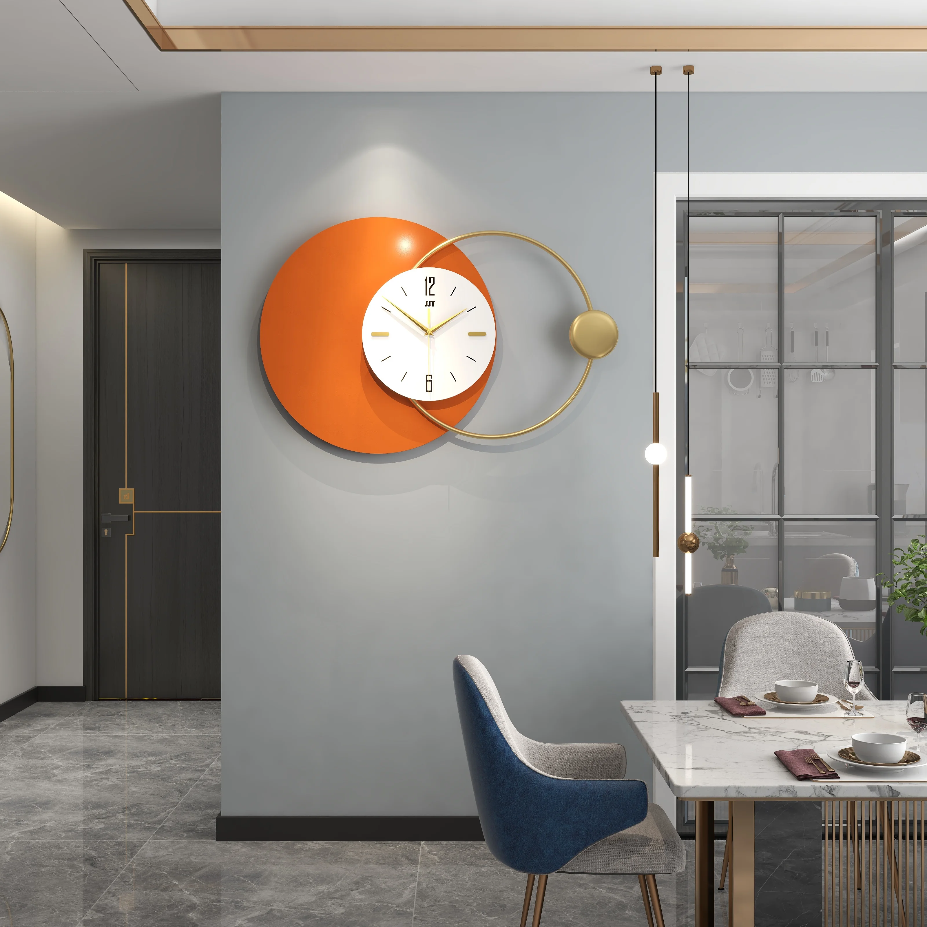 Modern Silent Sweep Wall Clock - Luxury Large Metal Wall Watch Clock Decoration