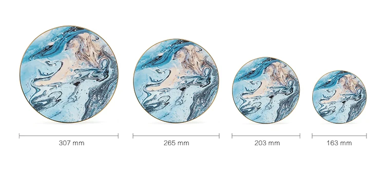 Wholesale Luxury Abstract Sea Water Design Ceramic Dinner Tableware Bone China Dinnerware Sets For Wedding Porcelain Plates