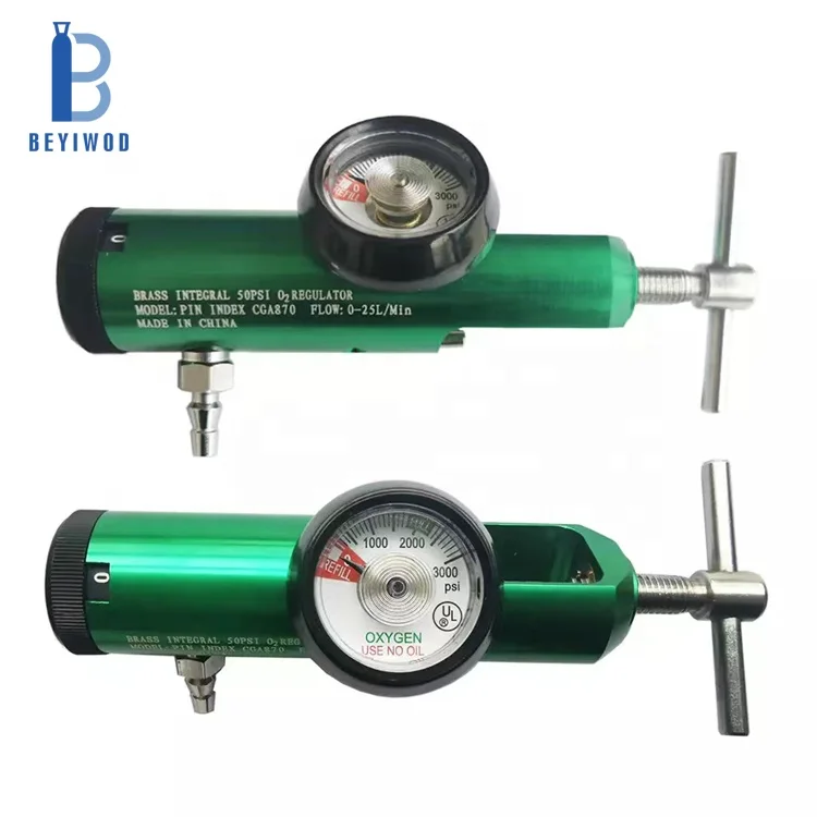 Yoke Type Pin Index Regulator Oksigen Medis dengan outlet Diss/Barb / sambungan CV untuk katup CGA870 CGA540