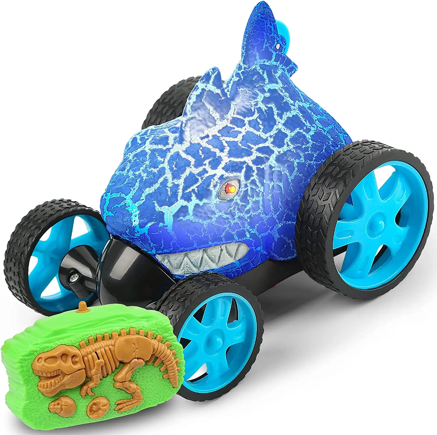 Remote Control Car Dinosaur Toys RC Stunt Car with 360 Degree Rotation and Light 2.4 GHz Radio Control Racing Car Toys for kids