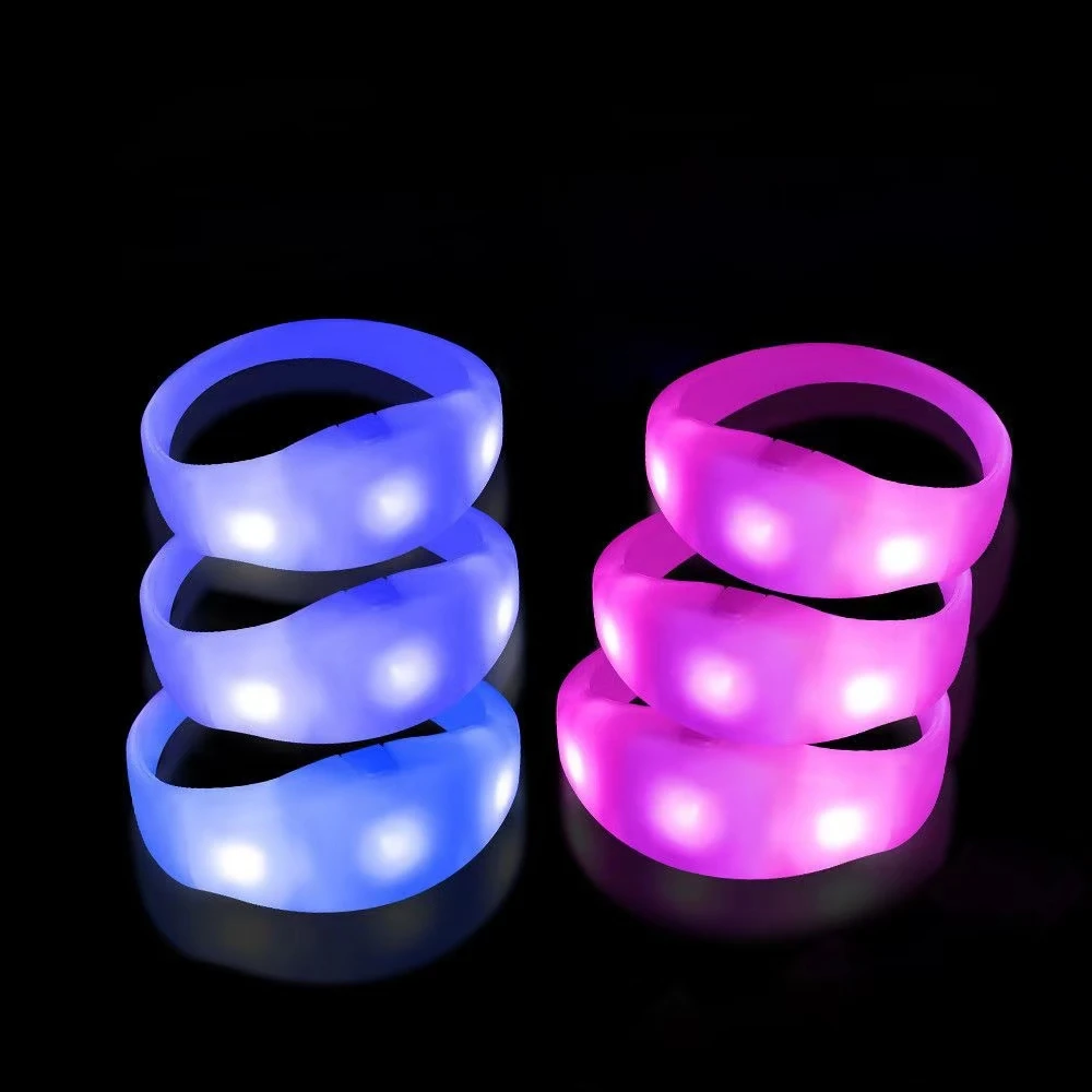 Concert Sound Activated Bracelet 15 Colors Flashing Silicon Led Light Wristband Bracelet for Party