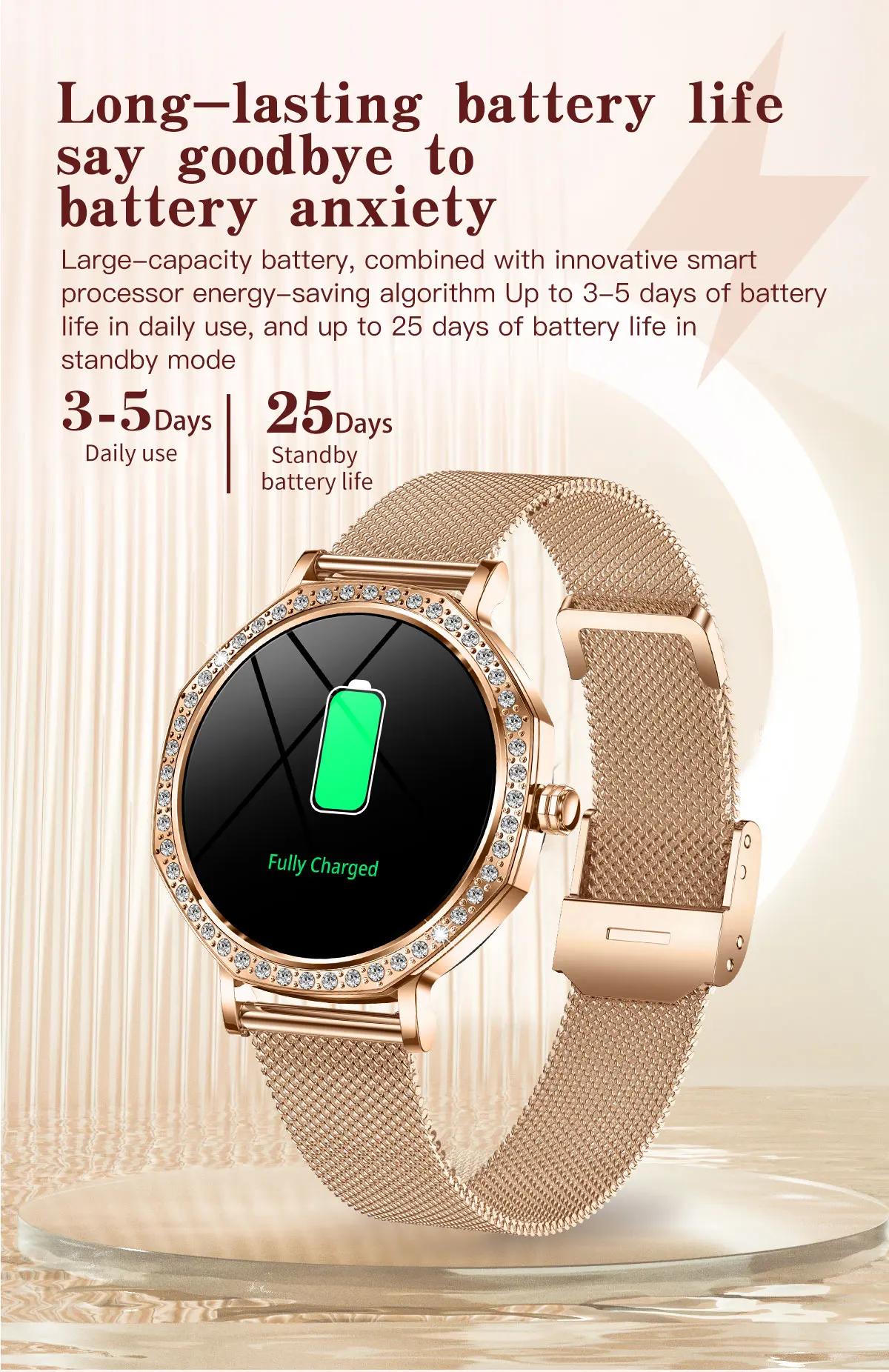 product ultra thin women smart watch heart rate recording fitness exercise modes gps tracking support ai voice blood oxygen monitoring-9