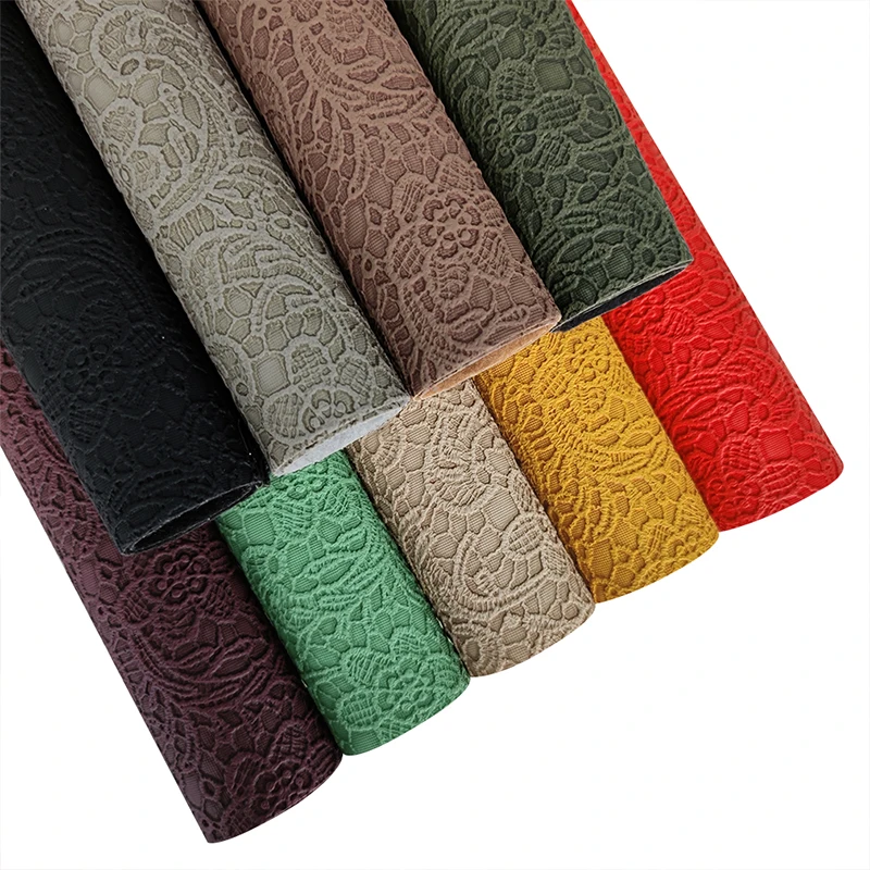 XHT 7 Fogli In Ecopelle Goffrata Con Motivo Floreale Retrò, Colore Autunnale, Tessuto Sintetico Per Fiocchi In Pelle, Artigianato Fai Da Te, Materiale