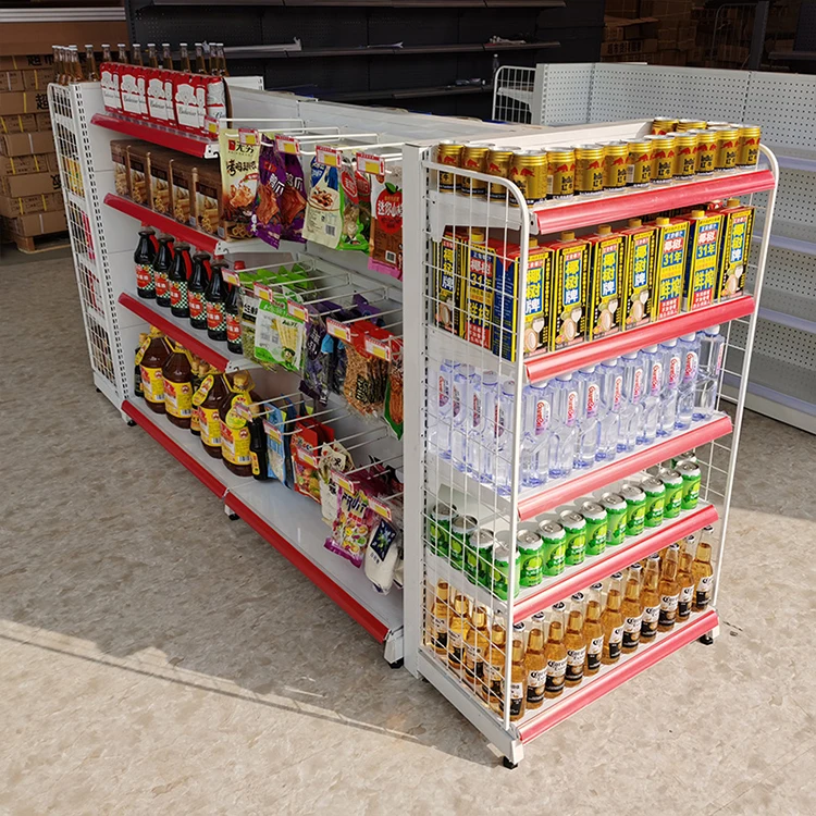 食料品店の陳列棚、スーパーマーケットのゴンドラ棚、文房具の展示台