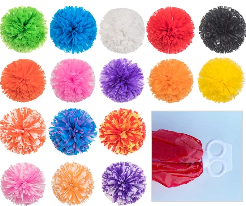 Pink Cheerleading Fabric Pom Poms For Kids Boy Girl Adults School