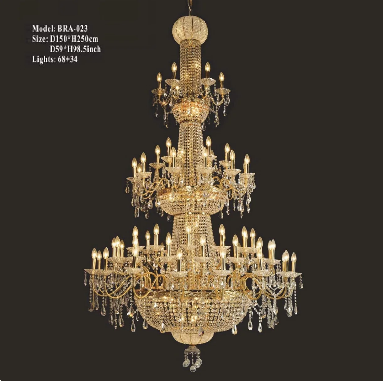 huge Luxury crystal chandeliers decoration modern lighting fixtures for big hall