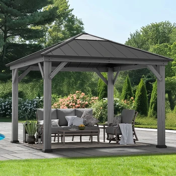 Top Sell Wood Gazebo 11' X 11' Cedar Framed Wooden Gazebo for Garden Backyard Patio and Deck