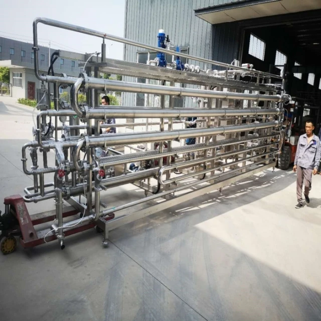 Concentrated Tomato Paste Four Layer Tube Tube UHT Sterilizer PLC Bearing Engine Motor for High Viscosity Paste Stainless Steel