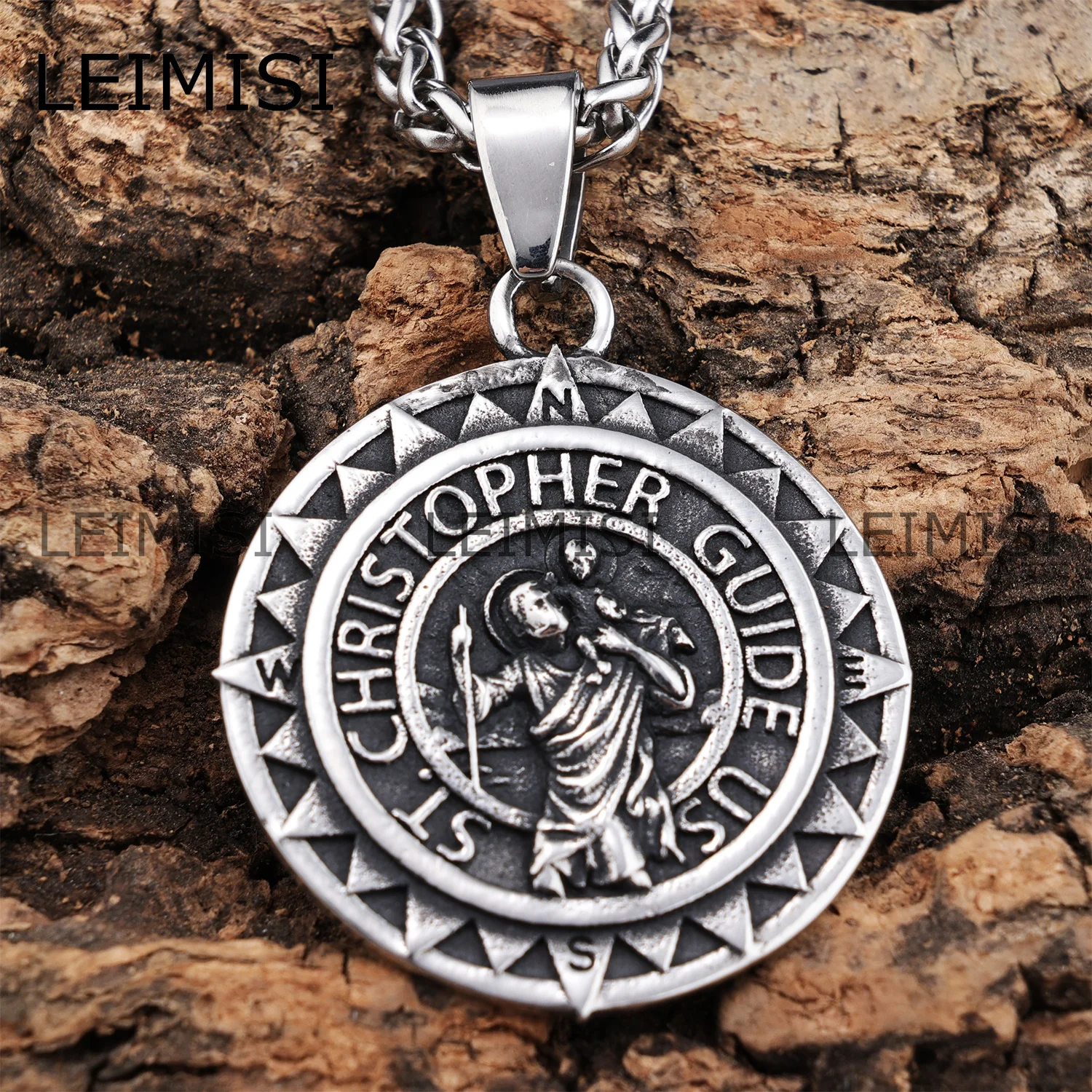 Stainless Steel Vintage Saint Christopher Necklace Water Proof St ...