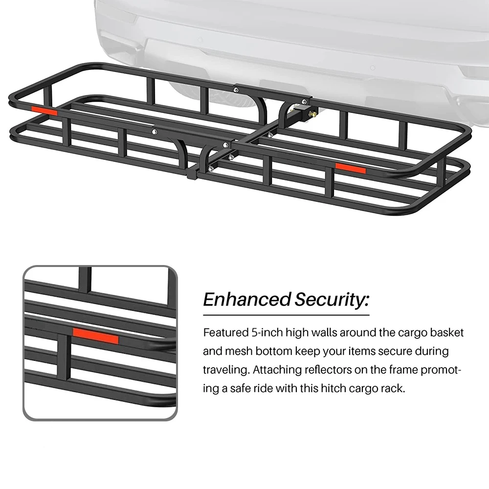 Universal Rear Hitch Mount Steel Folding Luggage Cargo Carrier Rack