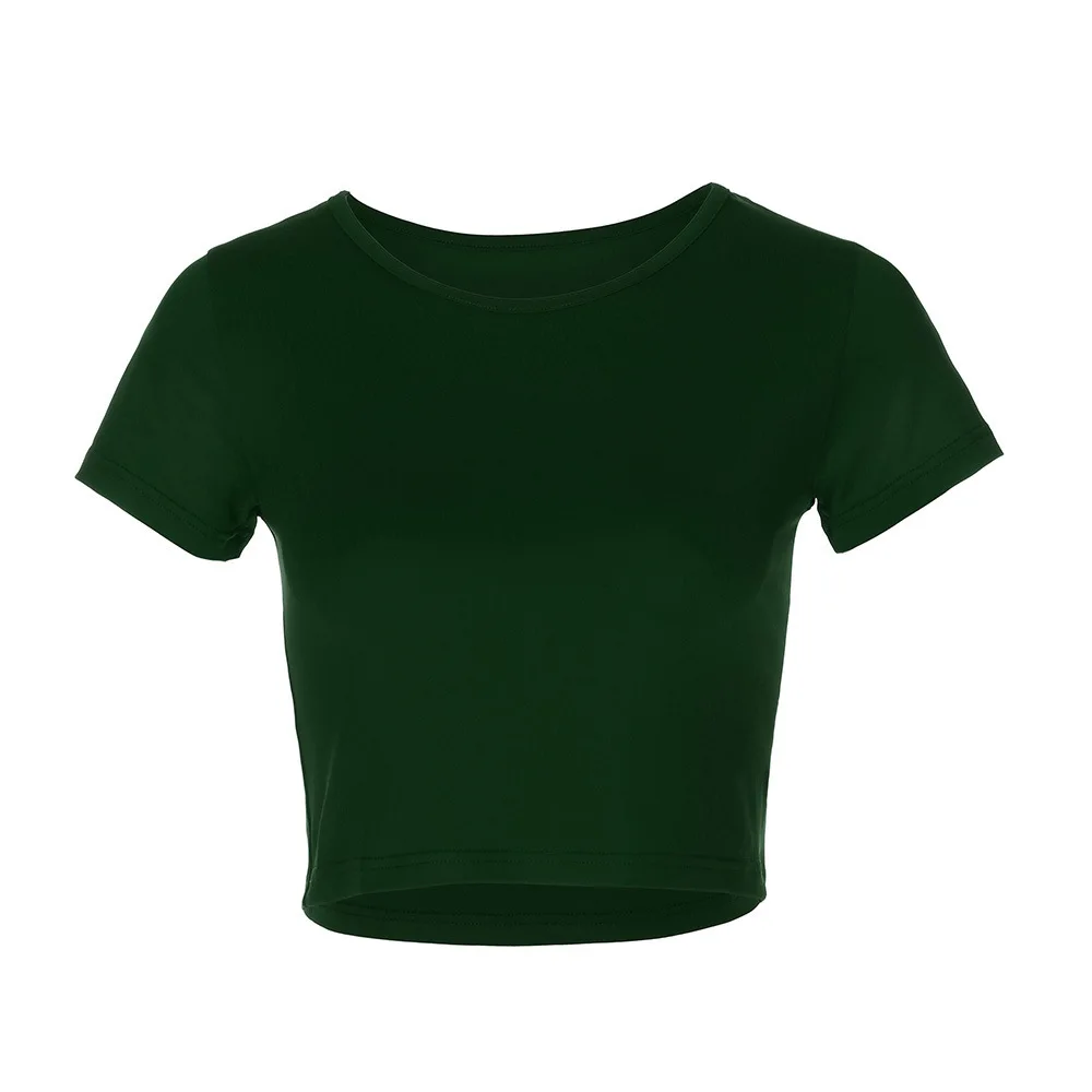 HTNBO Women's Short Sleeve Casual T Shirts Summer Solid Color
