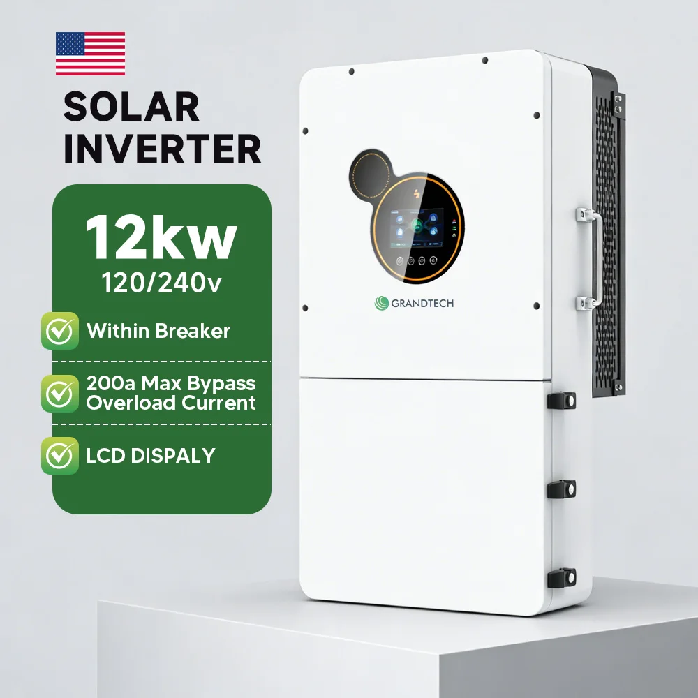 inverter ibrido solare monofase/split-phase da 6,2 kW, 8,2 kW, 10,2 kW, 11 kW, 12 kW, per uso on-grid o fuori rete; inverter solare con 2 ingressi MPPT, fino a 6 unità in parallelo
